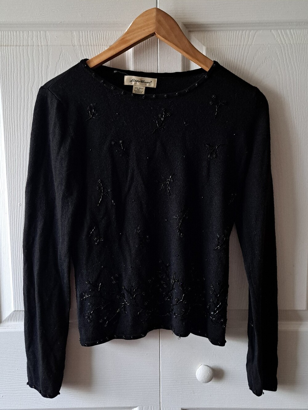 Eddie Bauer Black Beaded Long-Sleeve Top